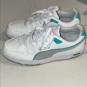 Puma White and Teal Sneakers